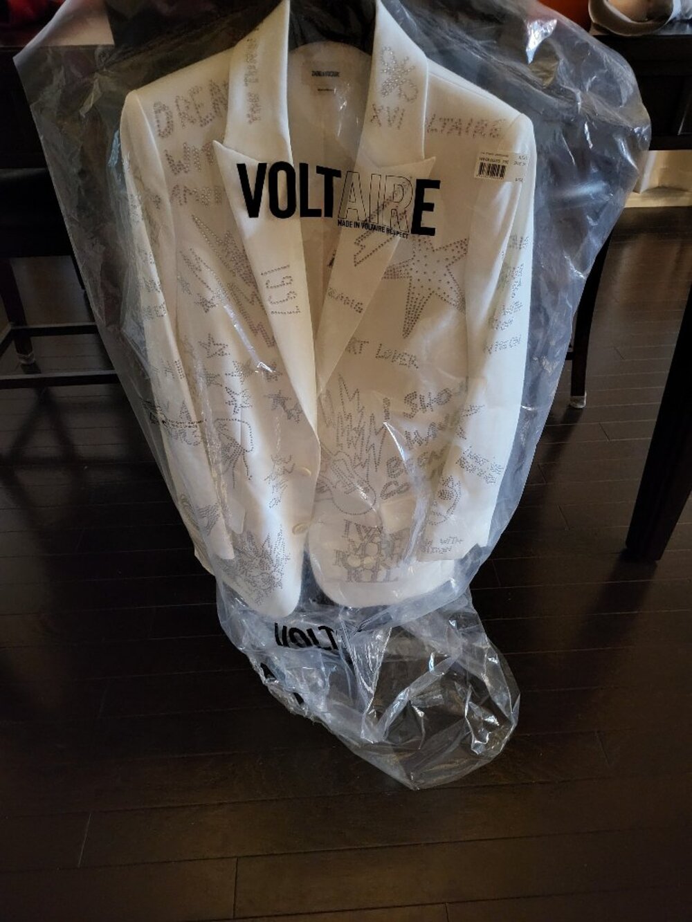 Zadig & Voltaire Viva Strass Carroussl White Embellished Blazer